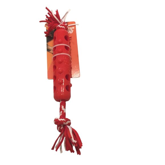 Nerf Dog Holiday Red White Tug Dog Fetch Stick with Braided Rope Insert - Picture 1 of 4